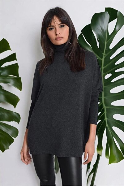 Moda4x4 Women's Clothing Anthracite New Fashion Long Sleeve Oversize Cut Basi...
