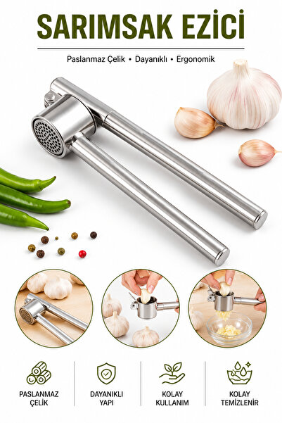 Alıç Garlic Crusher Stainless Steel Ergonomic Handheld Garlic Press Easy to C...