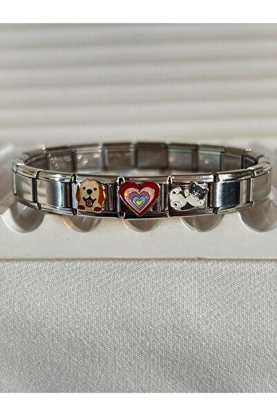 bijoux uniques New Season Dog Heart Cat Charm Steel Italian Bracelet