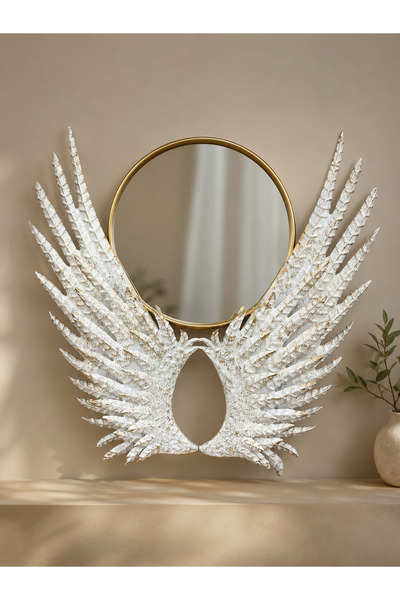 Binshihon Home Luxurious Art Winged Design Wall Decor Mirror Adds a Sophistic...