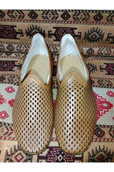 Mekapçı İhsan Yemeni/Çarık, Hakiki Deri, Taba Renk, Dikişli, Delikli Model, K...
