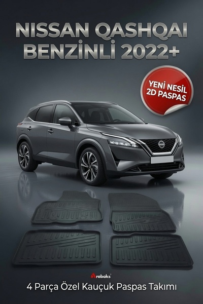 Arabaks NISSAN QASHQAİ BENZİNLİ 2022+ 4 Parça YENİ NESİL 2D Kauçuk Paspas Tak...