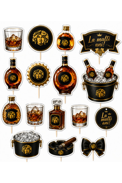DecoParty Set de decorațiuni pentru tort – Tematică Vecchia Romagna, 16 piese...