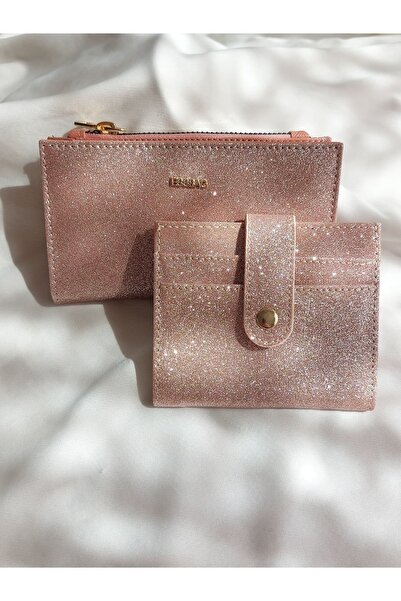 byliora Pembe simli cüzdan&kartlık 2li set