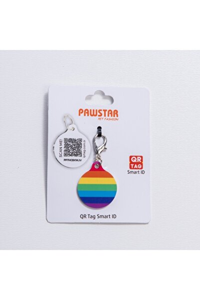 Pawstar Rainbow Desenli Qr Tag Evcil Hayvan Künyesi İsimlik Pet Tag Köpek Kün...