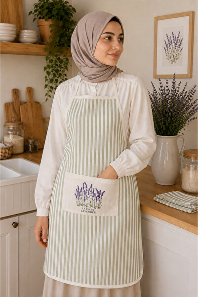 EBRUTESETTÜR Striped Kitchen Apron Green