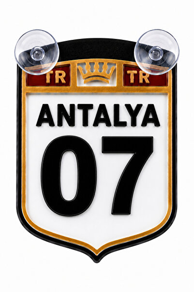 MEGAHAWK Antalya 07 - Vantuzlu Araç Cam Süsü Pleksi Plaka Dekoru Ön Arka Cam ...