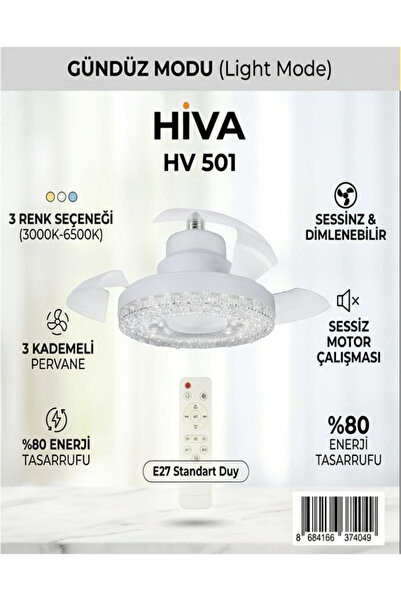Ürünpazarı Hiva Hv-501 Gizli Pervaneli Led Ampul-Tavan Vantilatörü