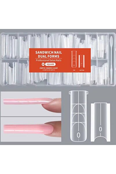 ELLEA NAIL Sandwich Dual Nail Form Square Kare Model Protez Tırnak Uzatma Kal...