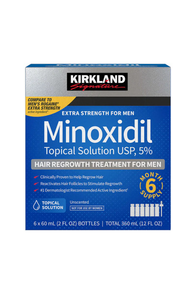 Kirkland Signature 6x Kirkland 60ml Soluție Minoxidil 5%, Pipetă inclusă, Cur...