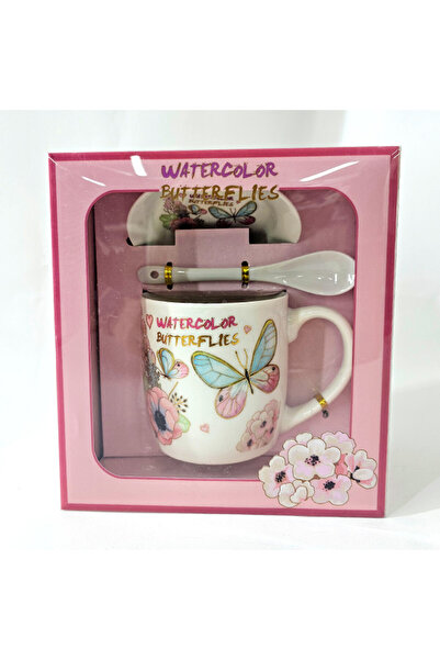 velve Set cana din ceramica pentru ceai, Energy Mug, 300ml,cu lingurita si fa...