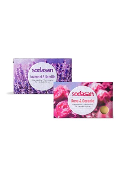 Sodasan Organic Soaps Package – Lavender and Chamomile 100 g + Roses and Gera...