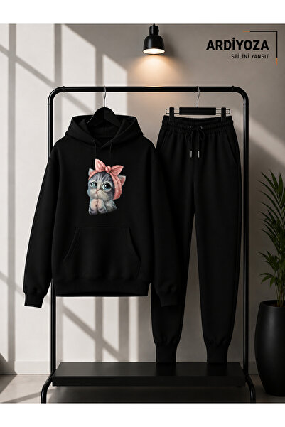 SILATU Qwim Cat Printed Winter Set (Sweat Suit-Sweat)