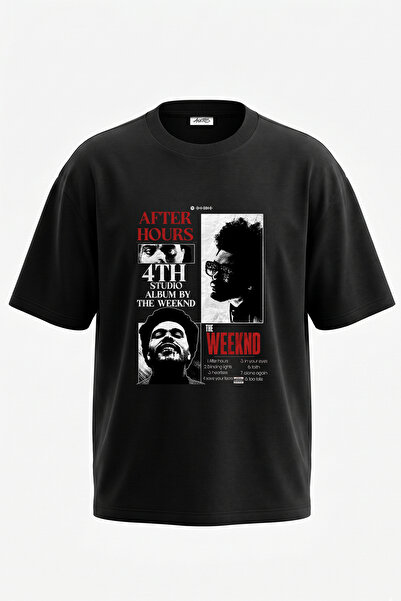 Anetos The Weeknd_11 Design Printed Oversize Black T-Shirt