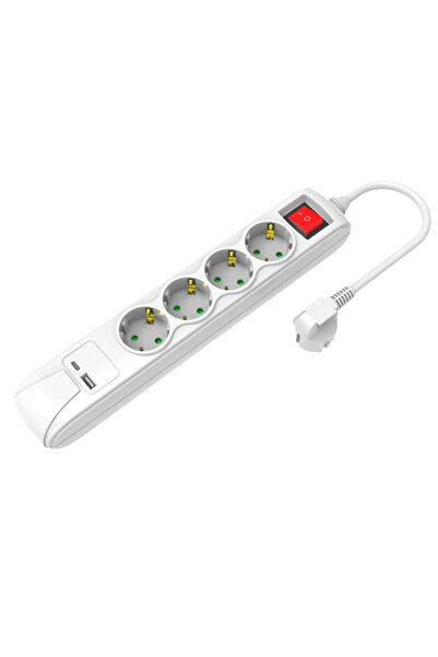 OEM TNS ΠΟΛΥΜΠΡΙΖΟ 4Θ + USB ΘΥΡΑ+ 1,5m ΚΑΛΩΔΙΟ - (ΑΣΠΡΟ) (35-950-1050)