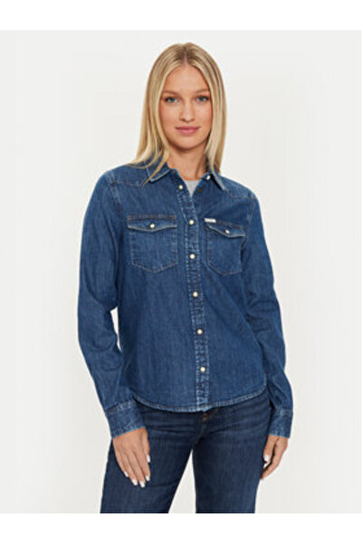 Guess Jeans Cămașă de blugi pentru femei W4YH35D5EI3 Bleumarin