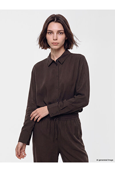 LC Waikiki Brown Modal Blend Oversize Women's Shirt Tunic