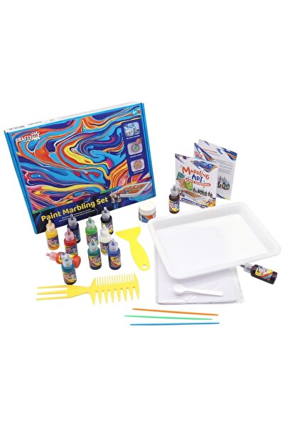 Crafty Co. Profesyonel Su Üzerine Boyama Ebru Sanatı Seti - DIY Marbling Paint Başlangıç Kiti (12 Renk + Malzemeler)