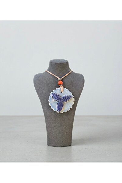 GENCATELİER Handmade Purple Tree of Life Pattern Round Ceramic Pendant - Auth...