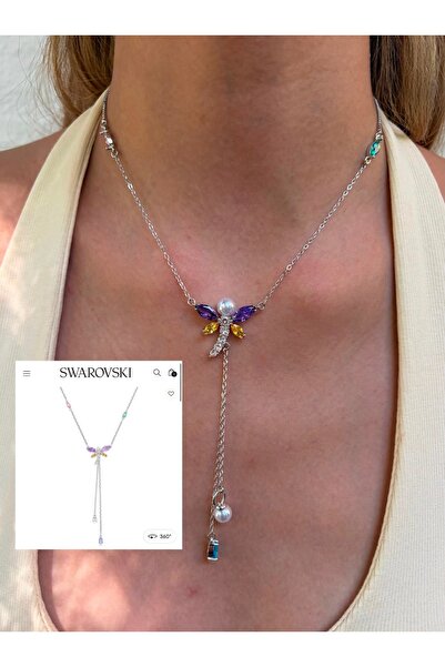 kems jewels Yusufcuk Model Renkli Zirkon Taşlı Gümüş Kaplama Kolye