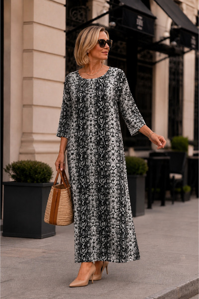PONÇİK Women's Loose Fit Viscose Summer Dress 25171
