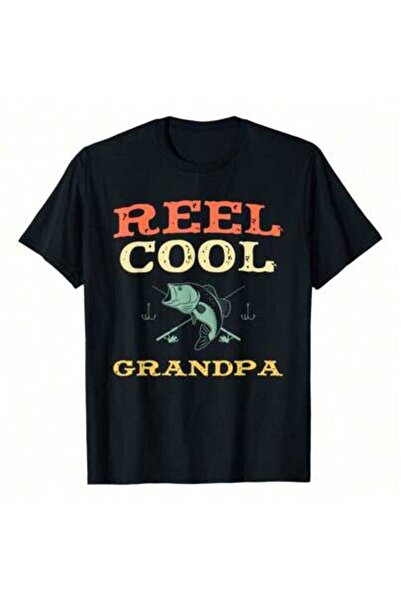 4Car تي شيرت Reel Cool Grandpa Fishing Fisherman Funny Vintage، 220 جرام من ا...