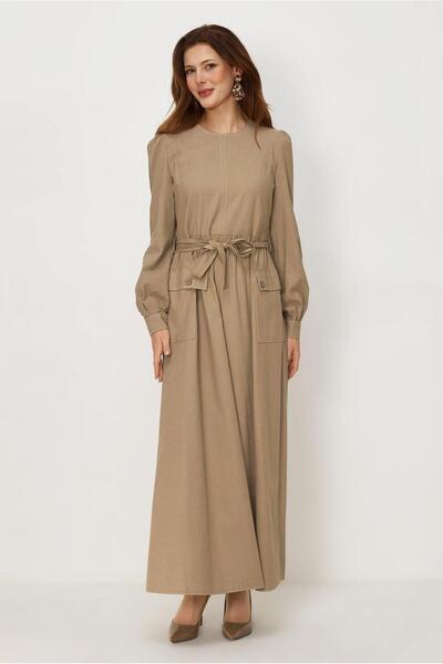 Alvina Belted Linen Dress 46693
