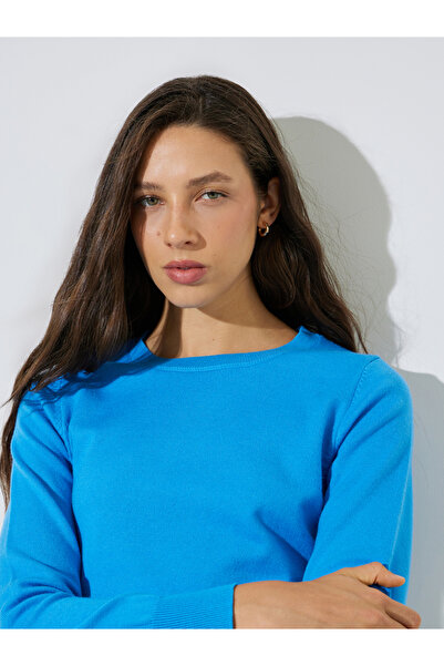 Styli Blue Crew Neck Long Sleeves Jumper