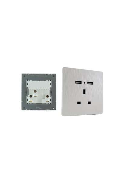 Happy Light فيش ثلاثي 13 أمبير مع منفذين USB بدون مفتاح لون لؤلؤي بيانو