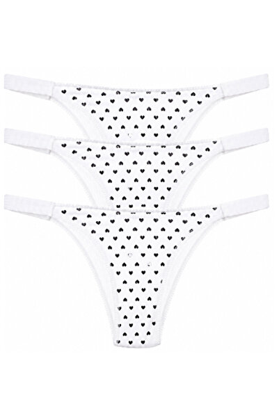 Vanilya Secret Kalp Baskılı Brazilian İpli Bikini 3 Lü Paket