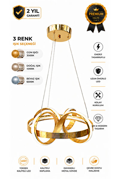 İnnovationLight A+Kalite 3 Renk Modlu LED Avize Gold Renk Mutfak/Oturma/Yem e...