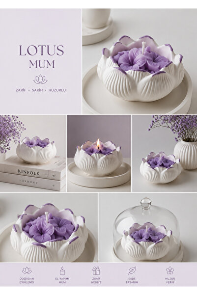 Mum Sanat Atölyesi MSA Renkli lotus dekoratif mum