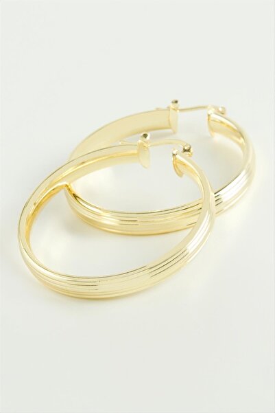 ZERO LAND Ilkestor Striped Hoop Earrings (135435) 4.5 Cm-Yellow