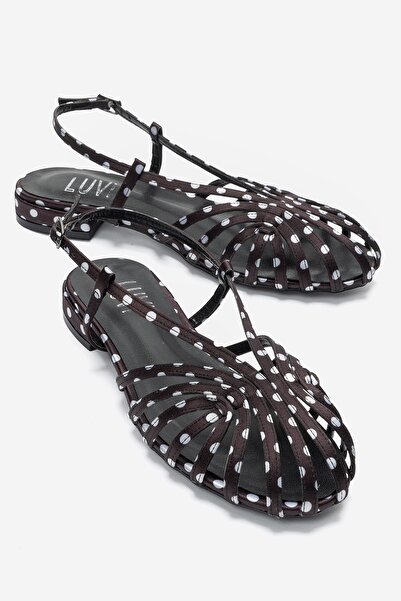 LuviShoes Liss Black and White Polka Dot Women's Sandals
