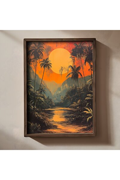 OEM Tablou decorativ peisaj, model MDF/lemn, 50x70x3 cm, multicolor