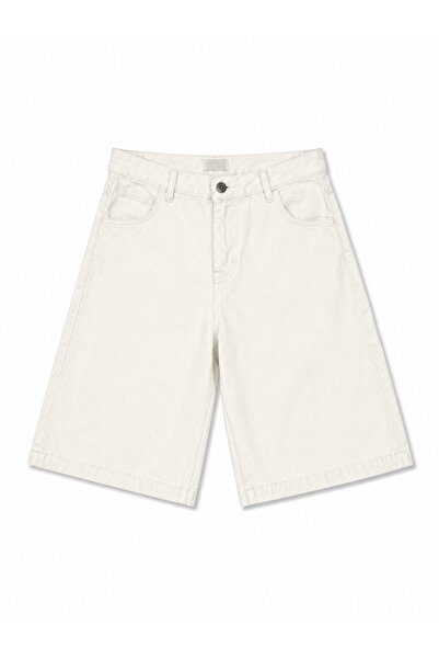 LUTE WEAR Baggy Denim Bermuda Beyaz