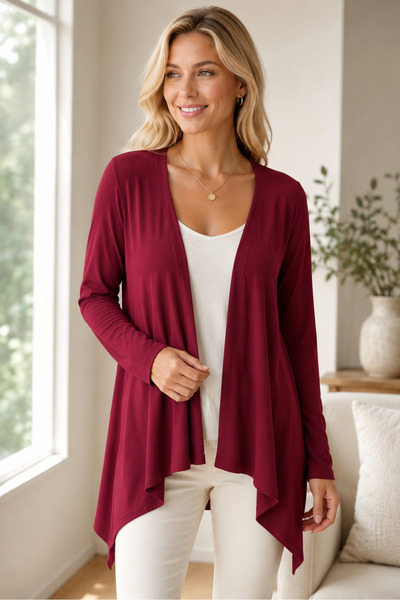 citystyle Women's Asymmetrical Cut Long Sleeve Open-Front Flowy Loose Casual ...