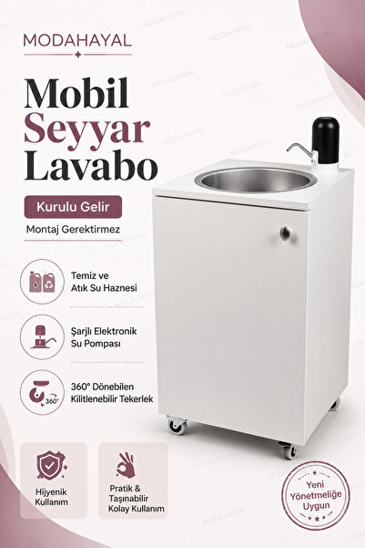 Moda Hayal Mobil Lavabo Seyyar Lavabo Yeni Yönetmeliğe Uygun Model Şarjlı Ele...