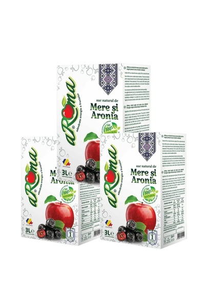 Aroma Pachet 3 cutii suc de mere si aronia 3L, (9 litri in total)