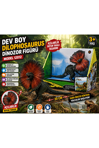 TRUST STORE Dilophosaurus Dinosaur Figure with Openable Collar Realistic Dino...