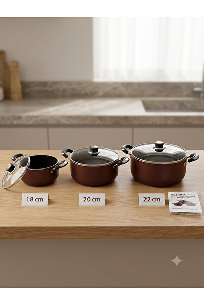 Generic Brand Set 3 Oale Antiaderente Duoguo cu Capace Sticla (18/20/22 cm), ...