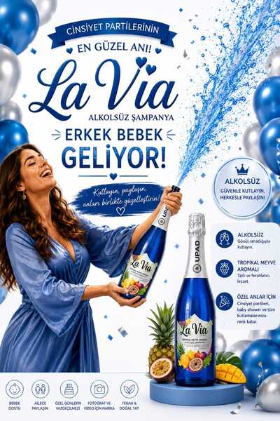 Lavıa Simli Tropikal Aromalı Alkolsüz Içecek Erkek Bebek Mavi Renk Cinsiyet P...