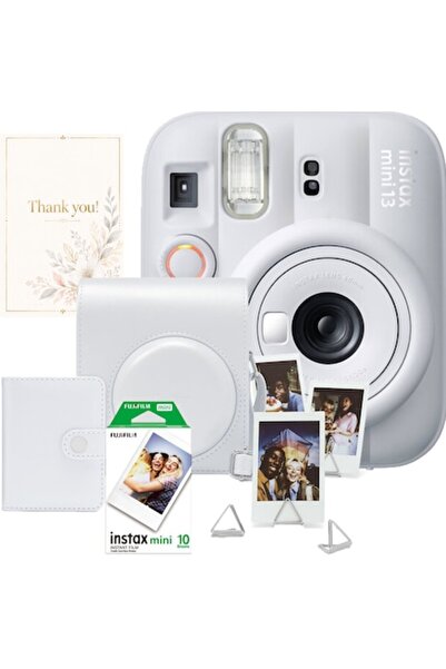 Fujifilm Set cameră foto instax mini 13 Clay White, alb + 10 filme foto + hus...