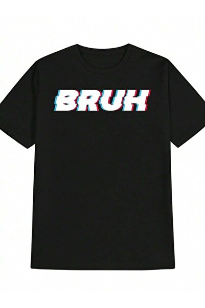 799 Black T-Shirt With BRUH Print, Soft Comfortable, Wrinkle-Resistant, Machi...