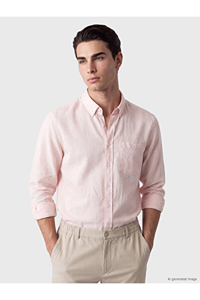 LC Waikiki Rmz Gi̇yi̇m Farkiyla Standart Fit Ke Linen Stylish Men's Shirt