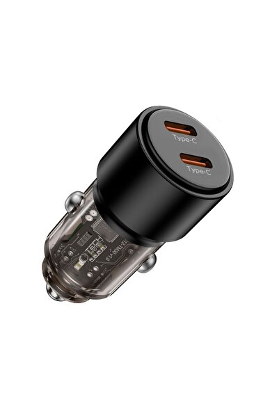 Tech-Protect Încărcător auto CC03, 2x USB-C, PD 100W, Negru