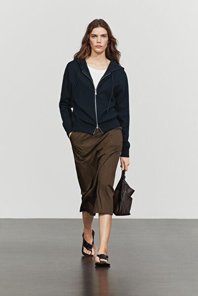 Massimo Dutti Pamuklu kapüşonlu triko hırka