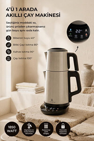 NESS HOME Demzade 4'in 1 Dijital 5 Fonksiyonlu Çelik Elektrikli Çay Makinesi ...