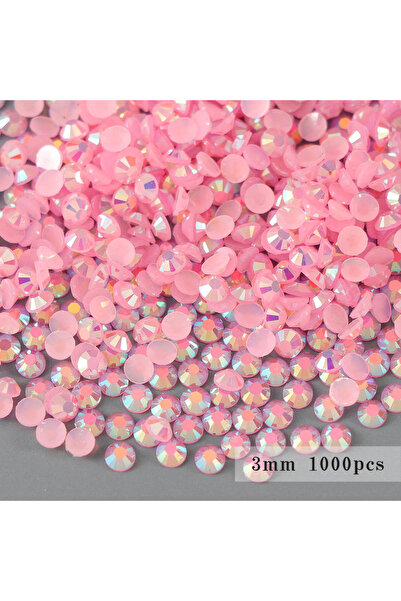 Choice Pink 3mm 3-4mm AB Jelly Resin Nail Rhinestones Round Flatback Glittler...