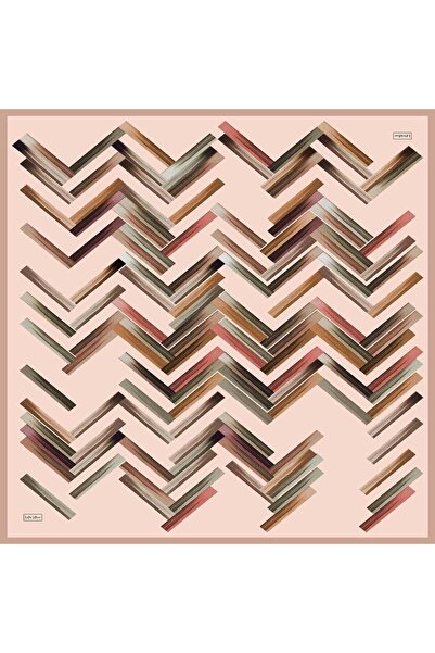 Levidor Salmon Broken Line Patterned Twill Silk Scarf
